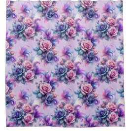 Elegantes Design für rosa, Lila und blaue Rose Duschvorhang