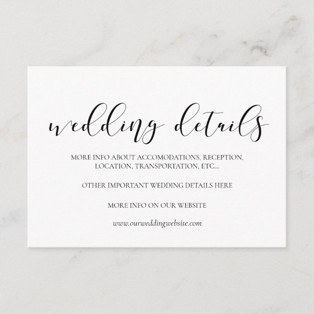 Elegantes Design Hochzeitskarte Begleitkarte (Vorderseite)