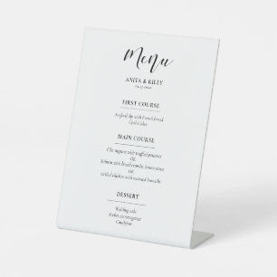 Elegantes Design Hochzeitsmenü Sockelschild