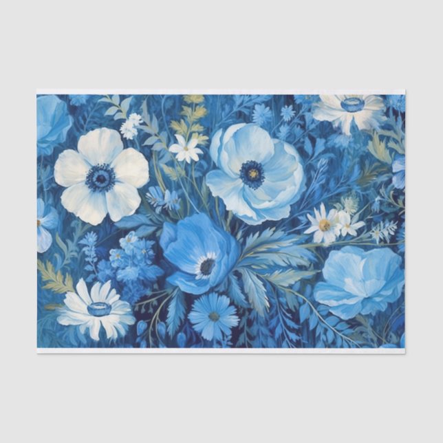 Elegantes Design in Blau und Weiß Seidenpapier (Vorderseite)
