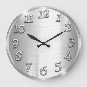 Elegantes Design Metallische arabische Zahlen Silb Große Wanduhr