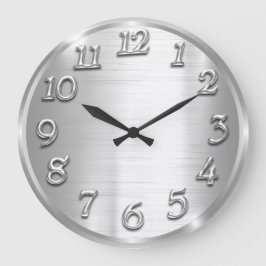 Elegantes Design Metallische arabische Zahlen Silv Große Wanduhr