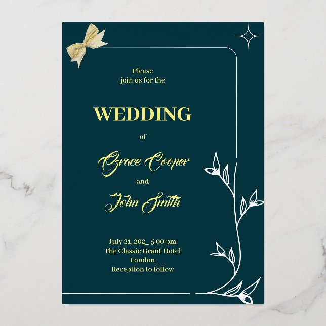 ELEGANTES DESIGN MIT DUNKELBLAUEM HINTERGRUND FOLIENEINLADUNG (Vorderseite)