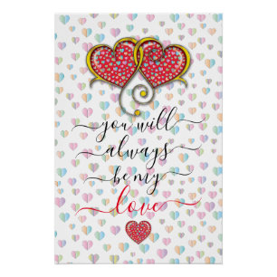 Elegantes Design mit verschlungenen Herzen zum Val Poster