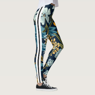 Elegantes Design Navy Blumen für das Training Leggings