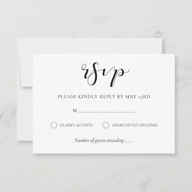 Elegantes Design RSVP Karte (Vorderseite)