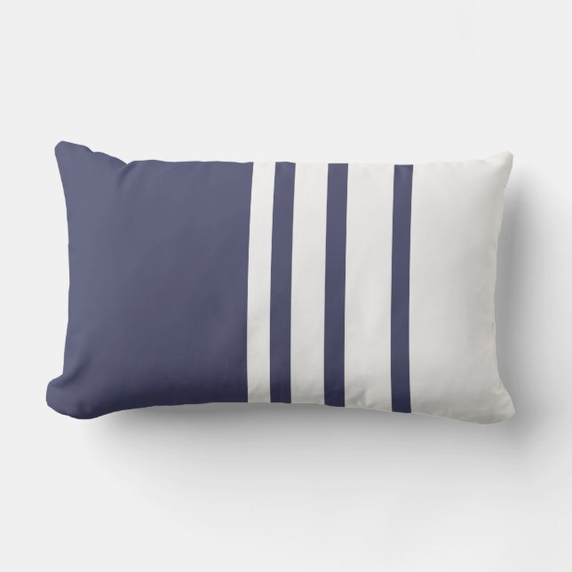 Elegantes Design, senkrechte Streifen, blau, weiß Kissen Für Draußen (Vorderseite)