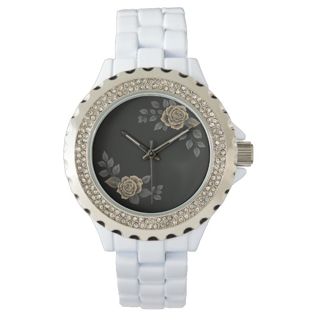 Elegantes Design von Blumen - Zeitloser Stil für M Armbanduhr (Vorderseite)