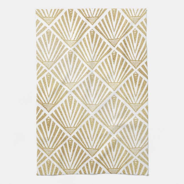 Elegantes Design von Deko-Palmen aus goldener Diam Geschirrtuch (Vertikal)