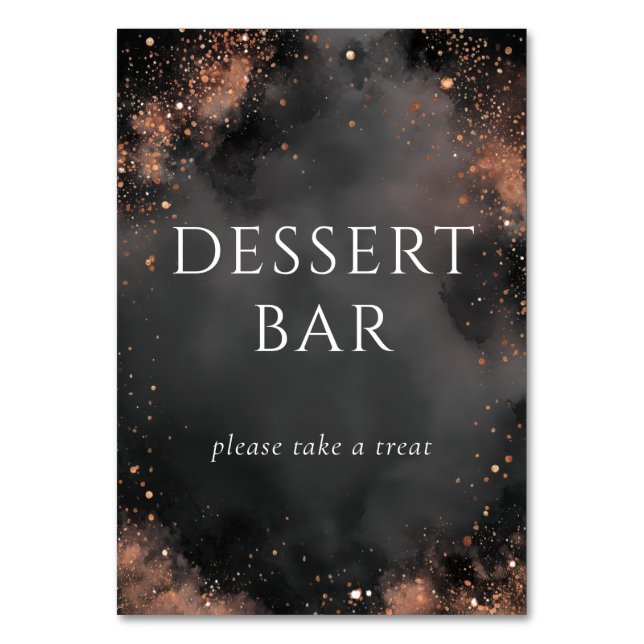 Elegantes Dessert-Bar-Schild aus Kohlezeichnung Tischnummer (Vorderseite)