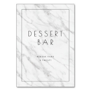 Elegantes Dessertbar-Schild aus weißem Marmor Tischnummer
