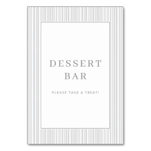 Elegantes Dessertbar-Schild in Grau Tischnummer