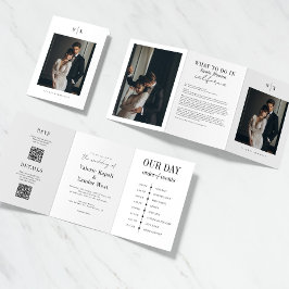 Elegantes detailliertes Foto Tri-Fold Hochzeitsein Dreifach-gefaltete Programmkarte