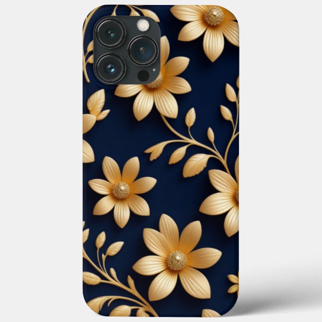 Elegantes, detailliertes Muster aus dunklem Blau u Case-Mate iPhone Hülle (Rückseite)