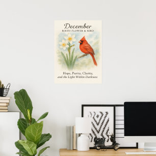 Elegantes Dezember-Schrift-Christen-Kardinal Poster