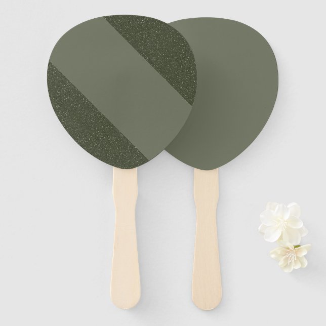 Elegantes Diagonal Oval Fan Set in Moss Green Fächer (Vorne und Hinten)
