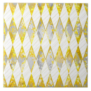 Elegantes Diamantenmuster, Gold, weiß, grau, mode Fliese