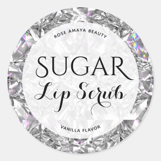 Elegantes Diamond Muster Sugar Lip Scrub Label Runder Aufkleber (Vorderseite)