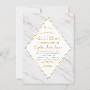 Elegantes Diamond Rose Gold Marble Brautparty Einladung
