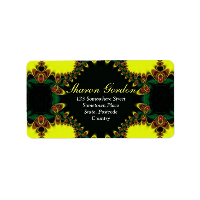 Elegantes Digital Lace : Gelb grün Adressaufkleber (Vorne)