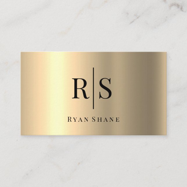 Elegantes DIY Black Monogram & Name, Gelbes Gold Visitenkarte (Vorderseite)