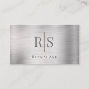 Elegantes DIY Graues Monogramm und Name, gebürstet Visitenkarte