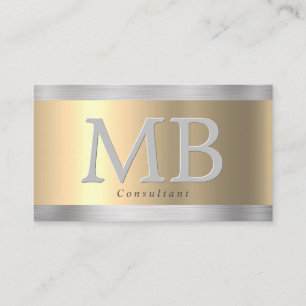 Elegantes DIY Monogram, Yel Gold & Brushed Steel V Visitenkarte