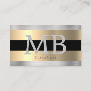 Elegantes DIY-Monogramm, Gelbgold auf gebürstetem Visitenkarte