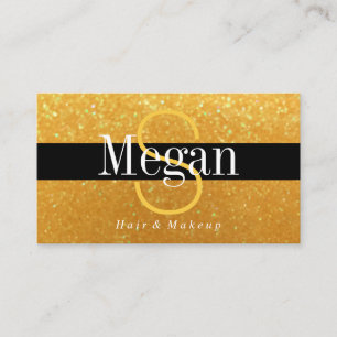 Elegantes DIY-Monogramm-Name Gold-Glitter, schwarz Visitenkarte