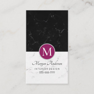 Elegantes DIY Monogramm, weißes und schwarzes Marm Visitenkarte