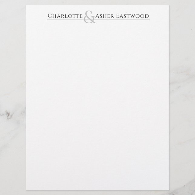 Elegantes Doppelmonogramm mit Ampersand Letterhead Briefbogen (Vorderseite)