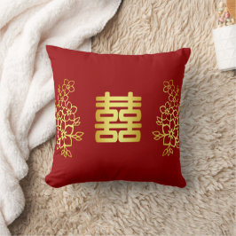 Elegantes doppeltes Glück Chinesische Hochzeit mit Kissen