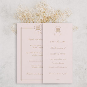 Elegantes doppeltes Glück rosa Save the Date