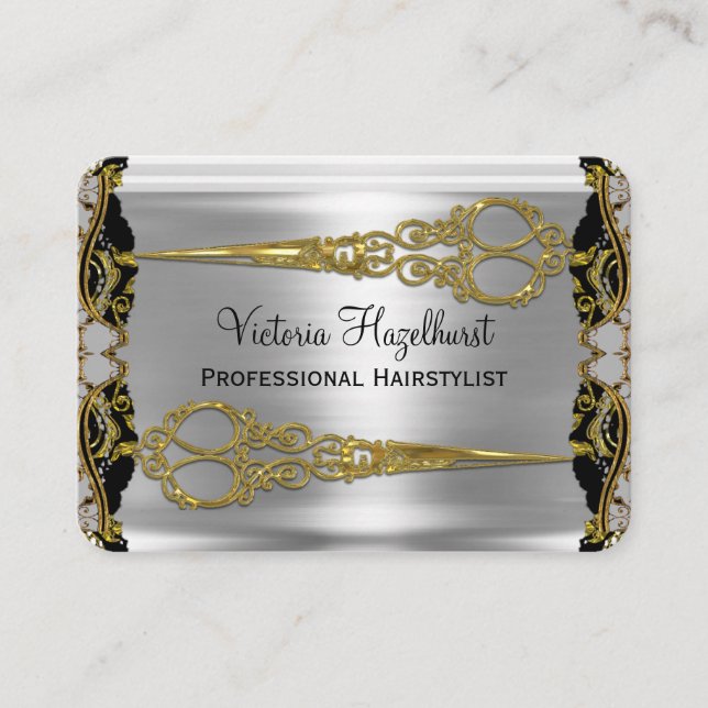 Elegantes Doppeltes Scissors französischen Visitenkarte (Vorderseite)