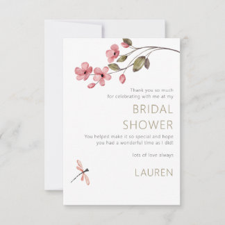 Elegantes Dragonfly Blossom Brautparty Vielen Dank Karte