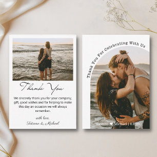 elegantes Drehbuch 2 Fotos Hochzeit danke Karte