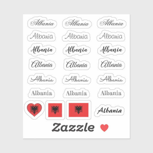 Elegantes Drehbuch Albanien & Albanienflagge /name Aufkleber (Blatt)