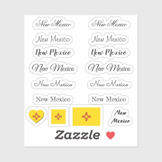 Elegantes Drehbuch New Mexico & Flag USA /name Set Aufkleber (Blatt)