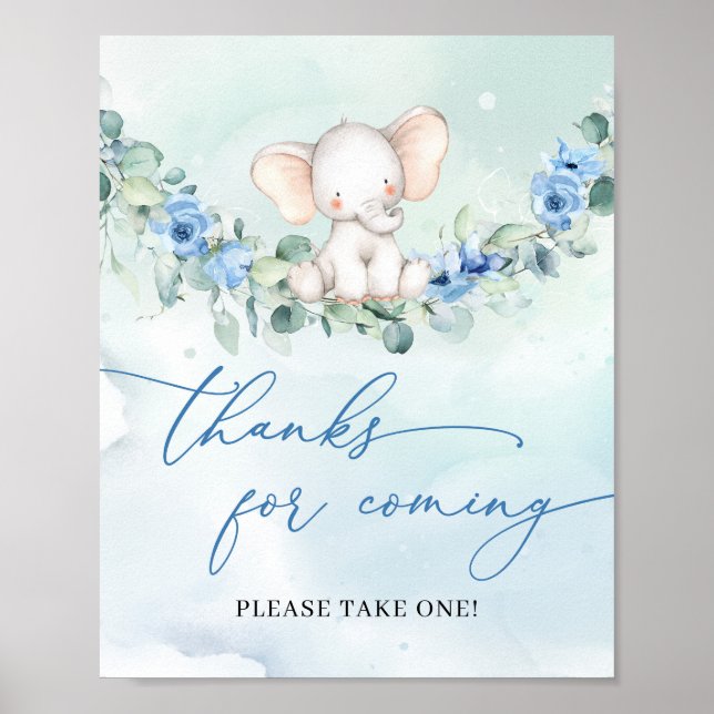 Elegantes Drehbuch niedlicher Elefant danke für da Poster (Vorne)
