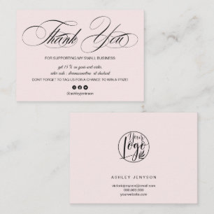 Elegantes Drehbuch pastellrosa Logo Reihenfolge da Visitenkarte