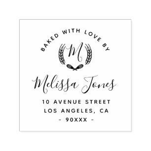 Elegantes Drehbuch personalisiert Bakery Logo Permastempel