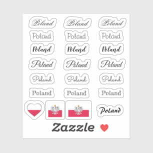 Elegantes Drehbuch Polen & Polnische Flagge / Name Aufkleber