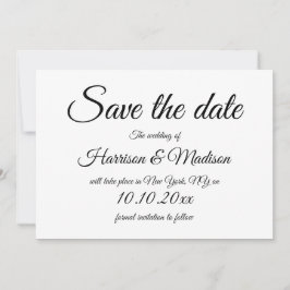 Elegantes Drehbuch Schwarz-Weiß Hochzeit Gerettet Save The Date