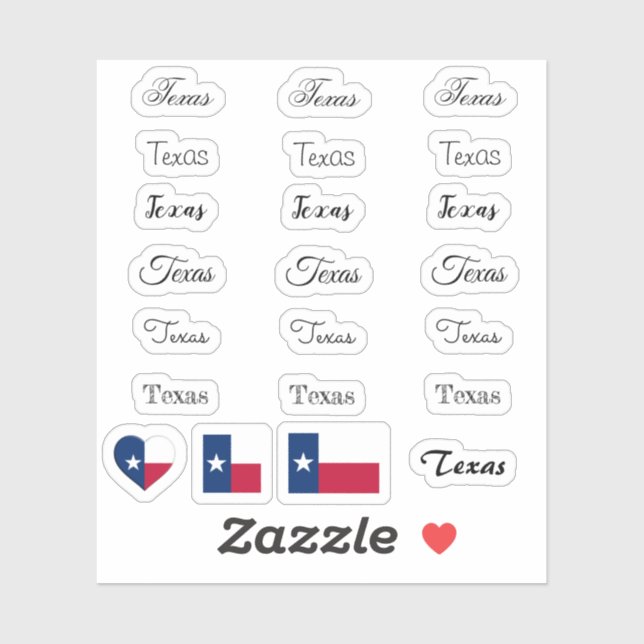 Elegantes Drehbuch Texas & Texas Flag USA /name Se Aufkleber (Blatt)