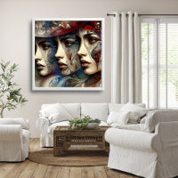 Elegantes Drei-Frauen-Faces-Profil