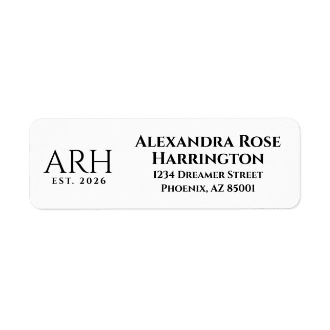 Elegantes dreibuchstabiges Monogramm als Rücksende (Vorne)