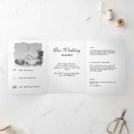Elegantes Dreifach-Einladungs-Template Dreifach Gefaltete Einladung