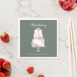 elegantes, dreistufiges Hochzeitstorte-Monogramm Serviette