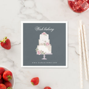 elegantes, dreistufiges Hochzeitstorte-Monogramm Serviette