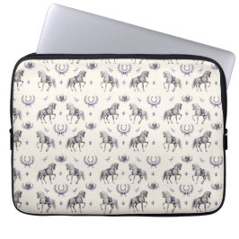 Elegantes Dressurpferd und Hufeisen Aquarell Laptopschutzhülle
